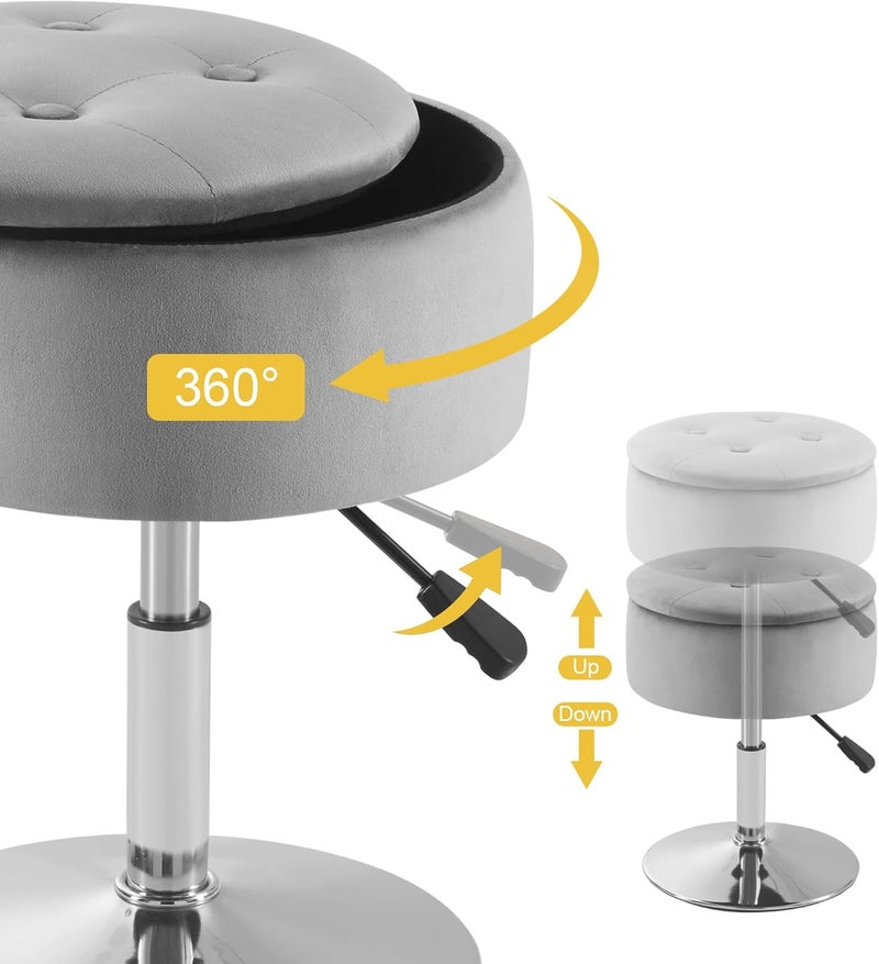 Gitrah Vanity Chair for Makeup Room Vanity Stool for Makeup Room Round Velvet Ottoman Tufted Makeup Chair Vanity Stools for Bathroom Height Adjustable - Image 5